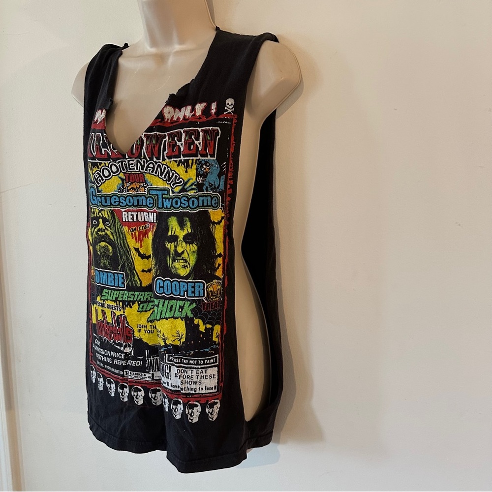 ROB ZOMBIE ALICE COOPER "Halloween Hootenanny" Tour Thrashed rocker tee (V4)